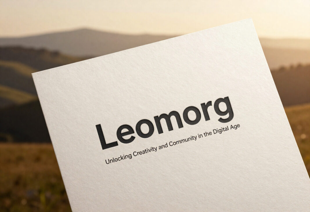 Leomorg logo on a clean white card with the tagline 